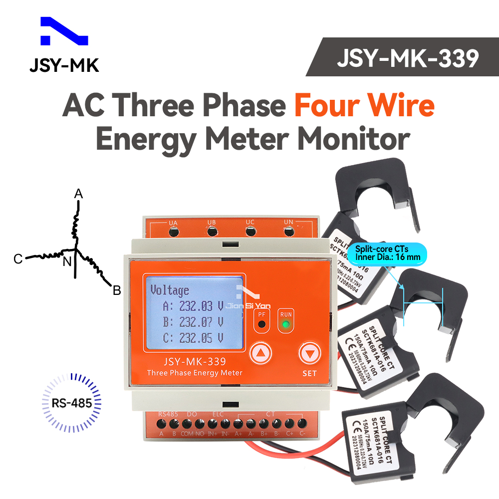 Energy Meter Bidirectional - JSY-MK-339 RS485 양방향 측정 150A AC