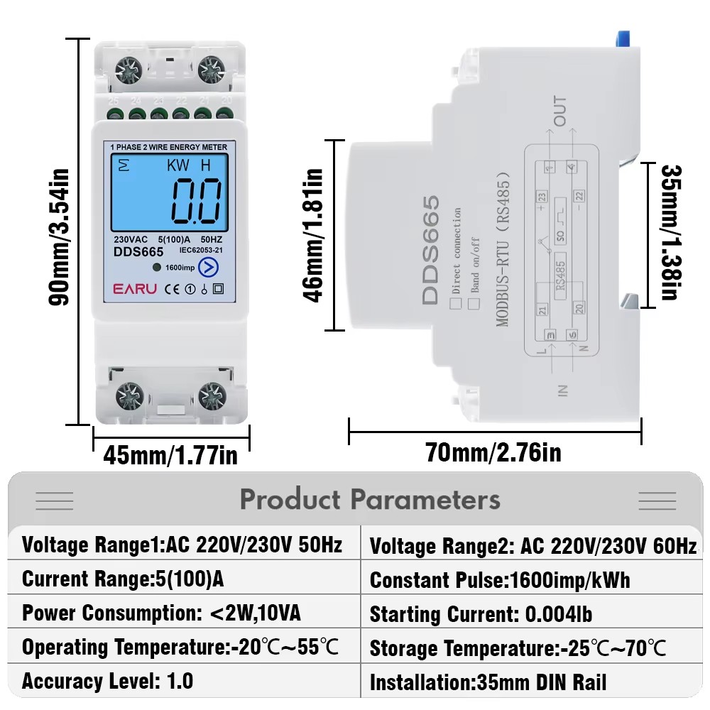 EARU AC230V 50Hz 60Hz 100A 양방향 - Energy Meter Bidirectional 리뷰 및 가격