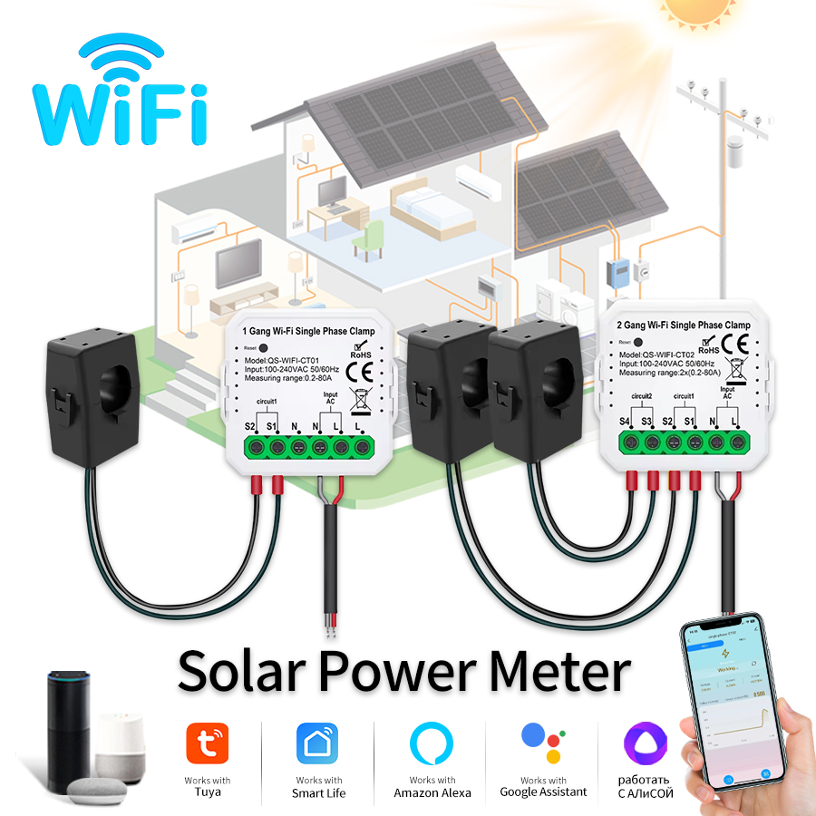 Tuya 스마트 WiFi 태양 광 발전 에너지 미터 8 - Energy Meter Bidirectional 리뷰 및 가격