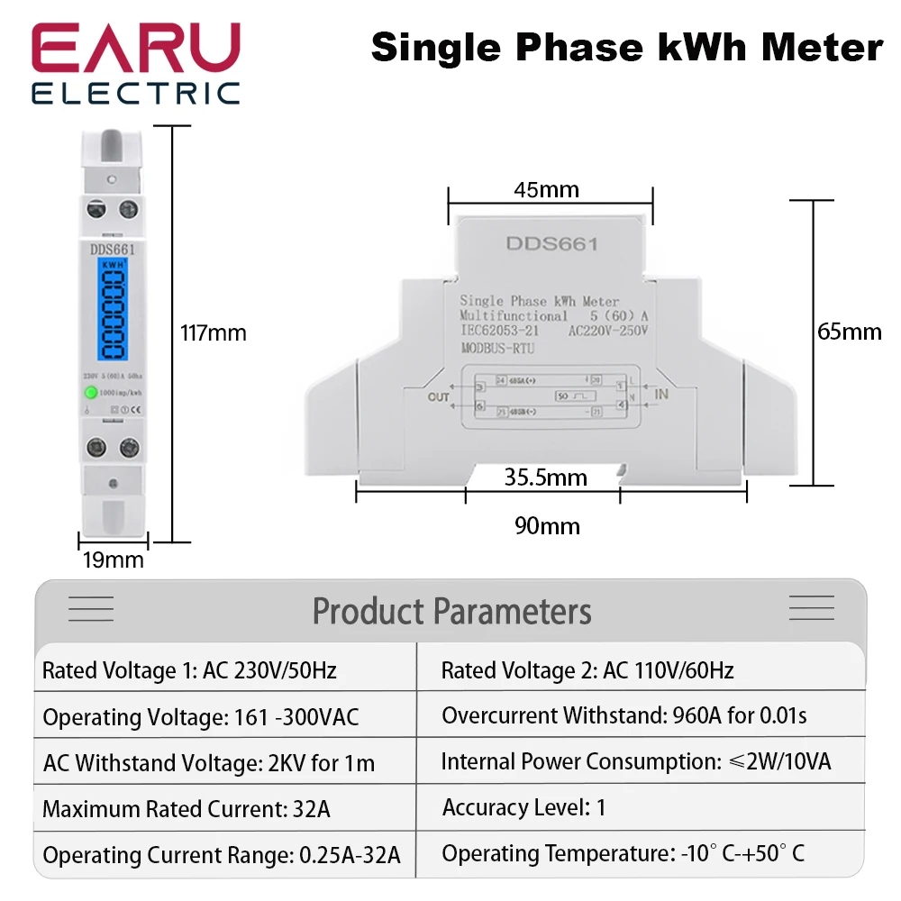 단상 백라이트 전력계, 전력 LCD 디지털 디스플레이  - Energy Meter Bidirectional 리뷰 및 가격