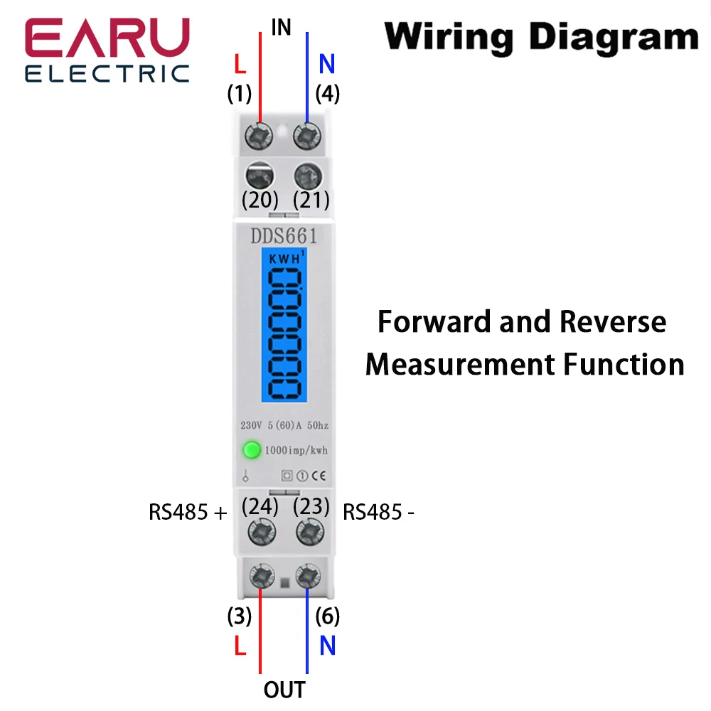 단상 백라이트 전력계, 전력 LCD 디지털 디스플레이  - Energy Meter Bidirectional 리뷰 및 가격
